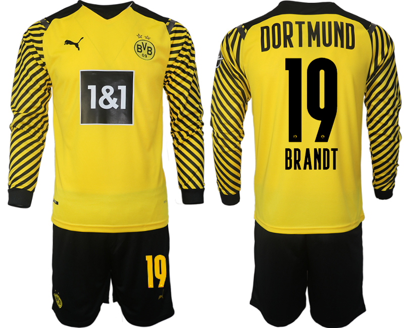 Men 2021-2022 Club Borussia Dortmund home yellow Long Sleeve #19 Soccer Jersey